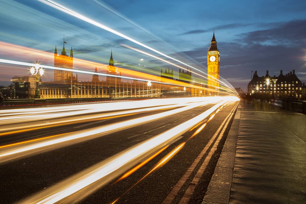 busy London by night